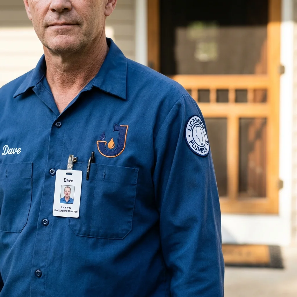 Licensed plumber showing ID badge in Liberty, KY