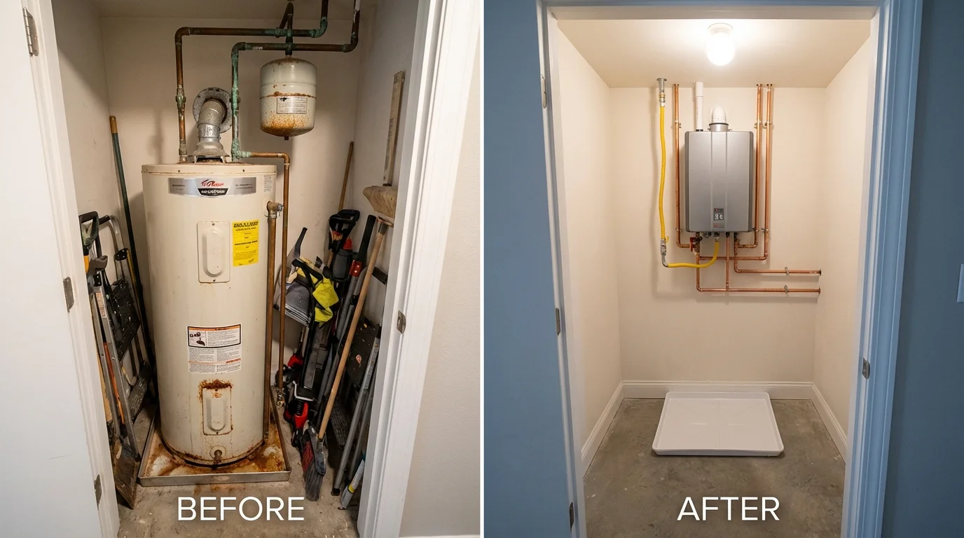 Tank water heater versus wall-mounted tankless unit comparison for Liberty, KY homeowners